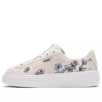 Кроссовки platform floral flowers casual low tops skateboarding shoes beige Puma, белый