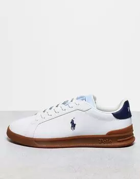 Кроссовки Polo Ralph Lauren Heritage Court Unisex белого цвета с резиновой подошвой и контрастным язычком