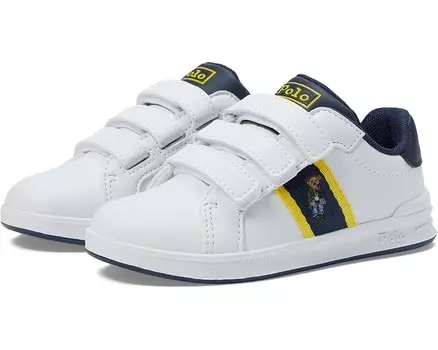 Кроссовки Polo Ralph Lauren Kids Heritage Court II Bear EZ, цвет White/Navy/Yellow