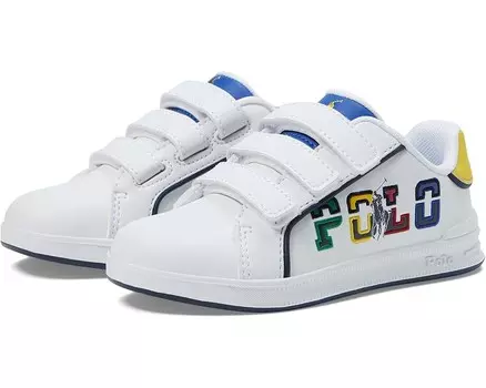 Кроссовки Polo Ralph Lauren Kids Heritage Court Iii Graphic EZ, цвет White Smooth/Signal Yellow/Multi Polo
