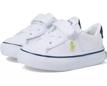 Кроссовки Polo Ralph Lauren Sayer PS, цвет White Recycled Canvas/Navy/Citron/Citron Pony Player