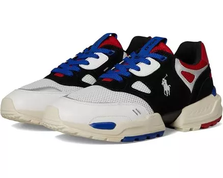 Кроссовки Polo Ralph Lauren Suede Leather Mesh-Polo Jgr Pp-Sneakers-Low Top Lace, цвет Black/Sapphire Star/Rl2000 Red