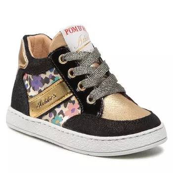 Кроссовки Pom d'Api PrintAnimal Fl, черное золото