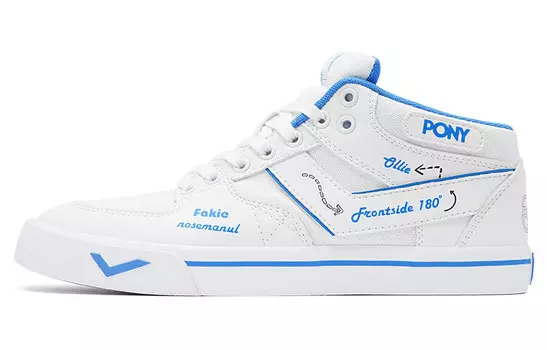 Кроссовки PONY Atop Skateboarding Shoes Unisex Low-top White/blue, синий