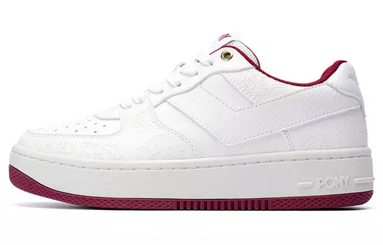 Кроссовки PONY Lighting Skateboarding Shoes Unisex Low-top White/Red, белый/красный