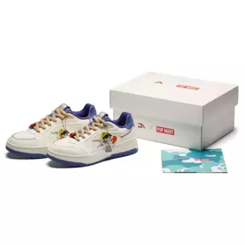 Кроссовки Pop Mart X ANTA Molly Skateboarding Shoes Men Low-top White/Blue, белый/синий