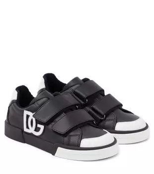 Кроссовки portofino с логотипом Dolce&Gabbana Kids, черный