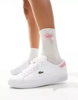 Кроссовки powercourt в белом/светло-розовом цвете Lacoste