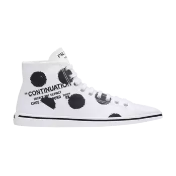 Кроссовки Prada Point-Toe Canvas High Polka Dot - White Black, белый