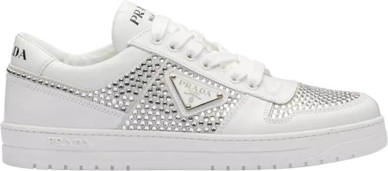 Кроссовки Prada Wmns Leather Sneaker 'Crystals - White', белый