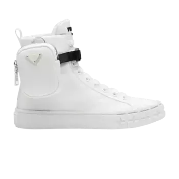 Кроссовки Prada Wmns Wheel Re-Nylon Gabardine High Zip-Pouch - White, белый