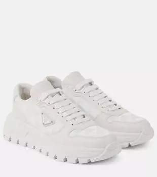 Кроссовки Prax One с кожаными вставками Prada, белый