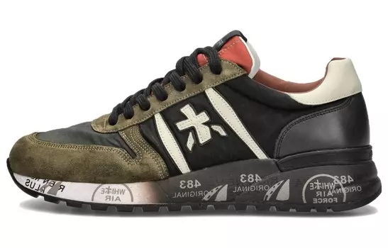 Кроссовки Premiata Lander Lifestyle Shoes Men Low-top Black/Green, черный/зеленый