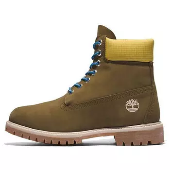 Кроссовки premium 6 inch boots 'olive green nubuck with yellow collar' Timberland, зеленый