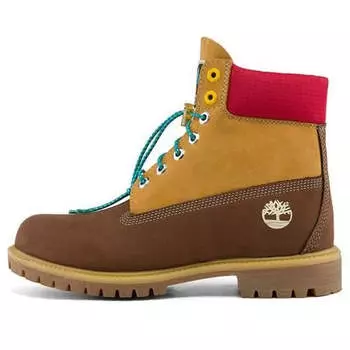 Кроссовки premium 6 inch waterproof wide fit boots 'brown nubuck with yellow and red collar' Timberland, коричневый