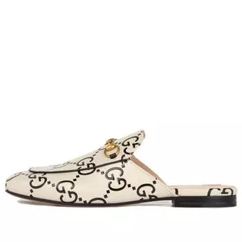 Кроссовки princetown gg debossed leather slipper 'black nerd' Gucci, черный