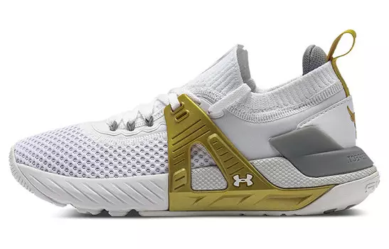 Кроссовки Project Rock женские с низким верхом, белые/золотые Under Armour