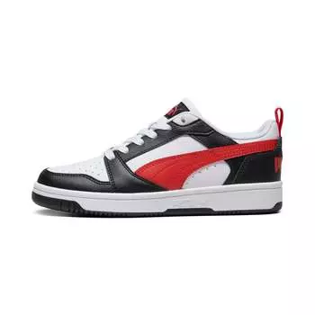 Кроссовки PUMA Big Kids Rebound V6 Lo, цвет white/for all time red/black