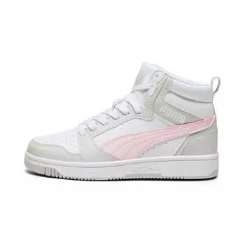 Кроссовки PUMA Big Kids Rebound V6 Mid, цвет white/frosty pink/sedate gray
