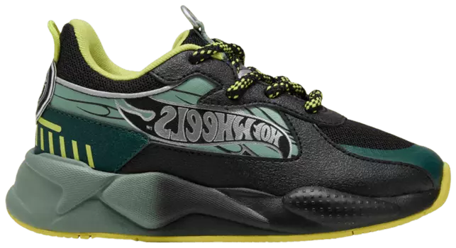 Кроссовки Puma Hot Wheels x RS-X Little Kid 'Black Green Moon', зеленый