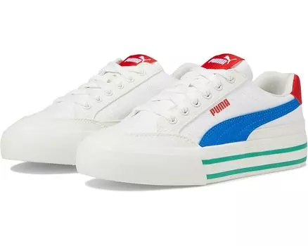 Кроссовки PUMA Kids Court Classic Vulc, цвет Puma White/Hyperlink Blue/Vapor Gray
