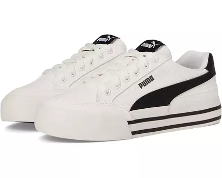 Кроссовки PUMA Kids Puma Kids Court Classic Vulc Faux Suede Sneakers, цвет Puma White/Puma Black