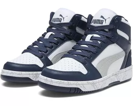 Кроссовки PUMA Kids Rebound Layup, цвет Puma White/Flat Light Gray/Club Navy