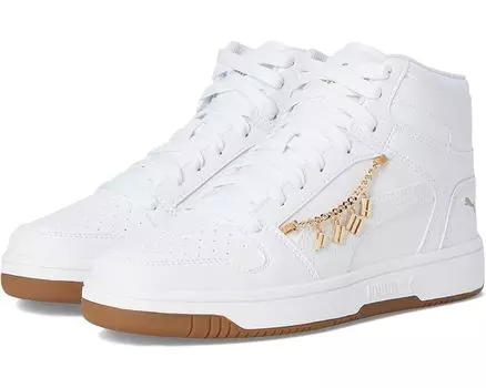 Кроссовки PUMA Kids Rebound Layup, цвет Puma White/Puma White/Puma Gold