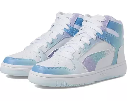 Кроссовки PUMA Kids Rebound Layup, цвет Puma White/Vivid Violet/Turquoise Surf