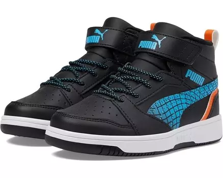 Кроссовки PUMA Kids Rebound Layup, цвет Puma Black/Flame Flicker/Puma White