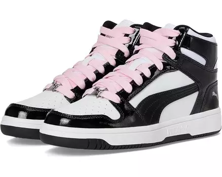 Кроссовки PUMA Kids Rebound Layup Mid, цвет Puma White/Puma Black/Pale Pink