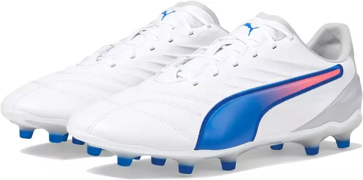 Кроссовки PUMA King Pro Firm, Artificial Ground Soccer Cleats, цвет Puma White-Bluemazing-Flat Light Gray