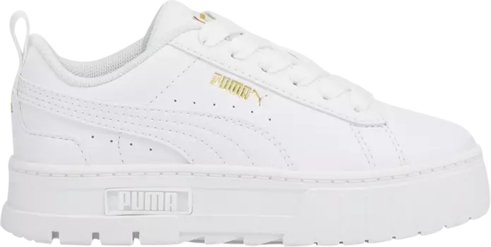 Кроссовки Puma Mayze Leather Little Kid White Team Gold, белый