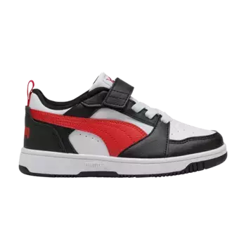 Кроссовки Puma Rebound V6 Low Little Kid White Black Red, белый