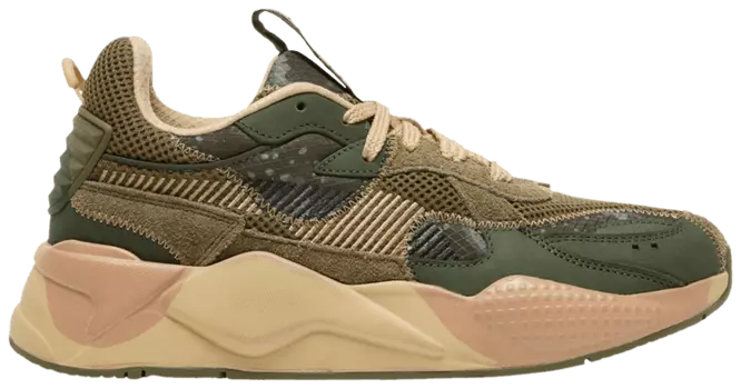 Кроссовки Puma RS-X 'Rain Map Camo - Olive Drab', зеленый