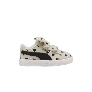 Кроссовки Puma Suede Classic Re-Bow Velcro Toddler Hearts - Alpine Snow Black, кремовый