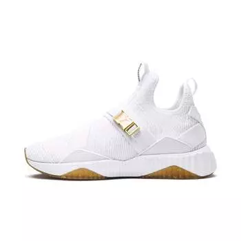 Кроссовки PUMA Women's Defy Varsity Mid, цвет white/metallic gold
