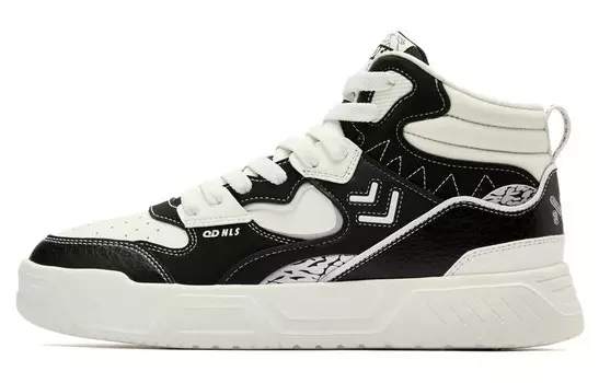 Кроссовки QIAODAN Skateboarding Shoes Men High-top Ivory/Black, черный