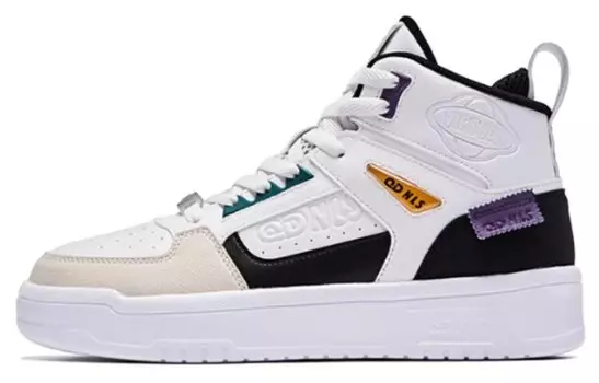 Кроссовки QIAODAN Skateboarding Shoes Men High-top White Grass Color, белый