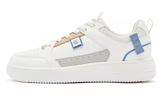Кроссовки QIAODAN Skateboarding Shoes Men Low-top Ivory Mineral Blue, слоновая кость