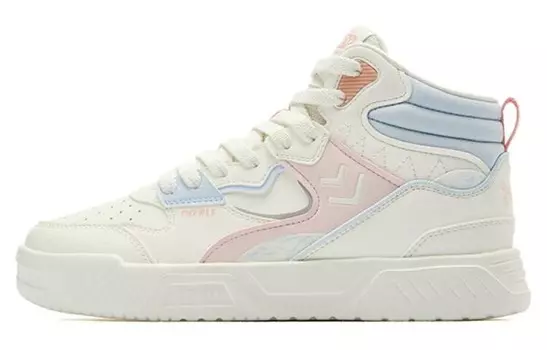 Кроссовки QIAODAN Skateboarding Shoes Women's High-top Ivory/Dream Blue, голубой