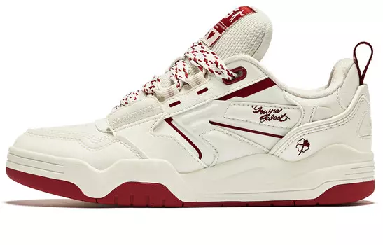 Кроссовки QIAODAN Skateboarding Shoes Women's Low-top Ivory Iron Red, красный