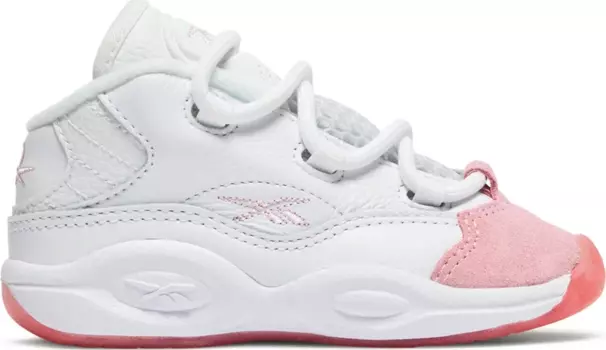 Кроссовки question mid toddler 'pink toe' Reebok, белый
