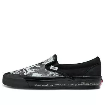 Кроссовки raised by wolves x og classic slip-on lx 'black wall' Vans, черный
