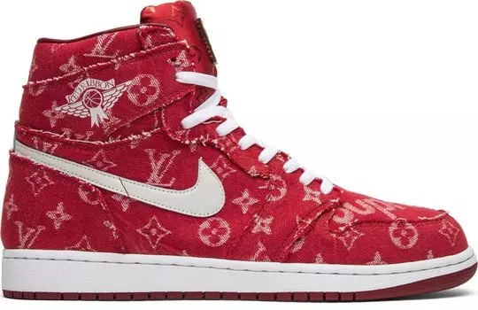 Кроссовки Red Ribbon Recon x Air Jordan 1 Retro High Supreme & Louis Vuitton Custom, разноцветный