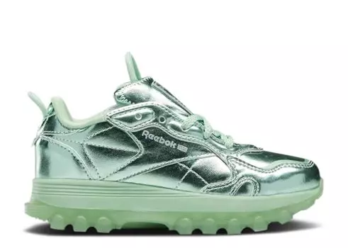 Кроссовки Reebok Cardi B X Classic Leather Little Kid 'Semi Pixel Mint', зеленый