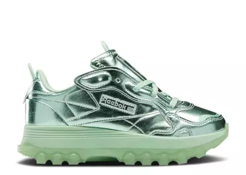 Кроссовки Reebok Cardi B X Classic Leather Big Kid 'Semi Pixel Mint', зеленый