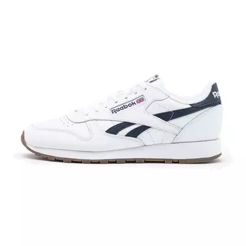 Кроссовки Reebok Classic Leather, белый/темно-синий