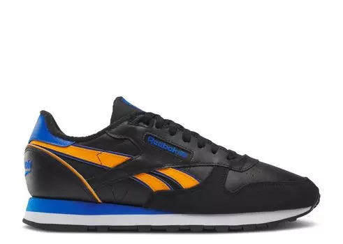 Кроссовки Reebok Classic Leather 'Black Orange Cobalt', черный
