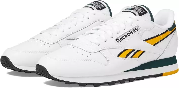Кроссовки Reebok Lifestyle Classic Leather, цвет White/Fierce Gold/Collegiate Green